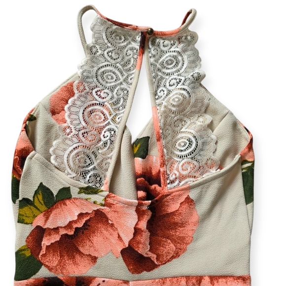 Blu Pepper Floral Mini Dress, Lace Racerback, Size XSmall - Picture 5 of 6